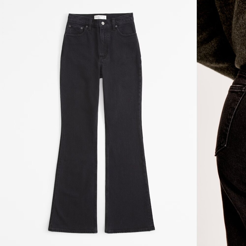 NWT ABERCROMBIE & FITCH plus high rise the vintage flare jeans in black (20S/35) - Picture 1 of 3